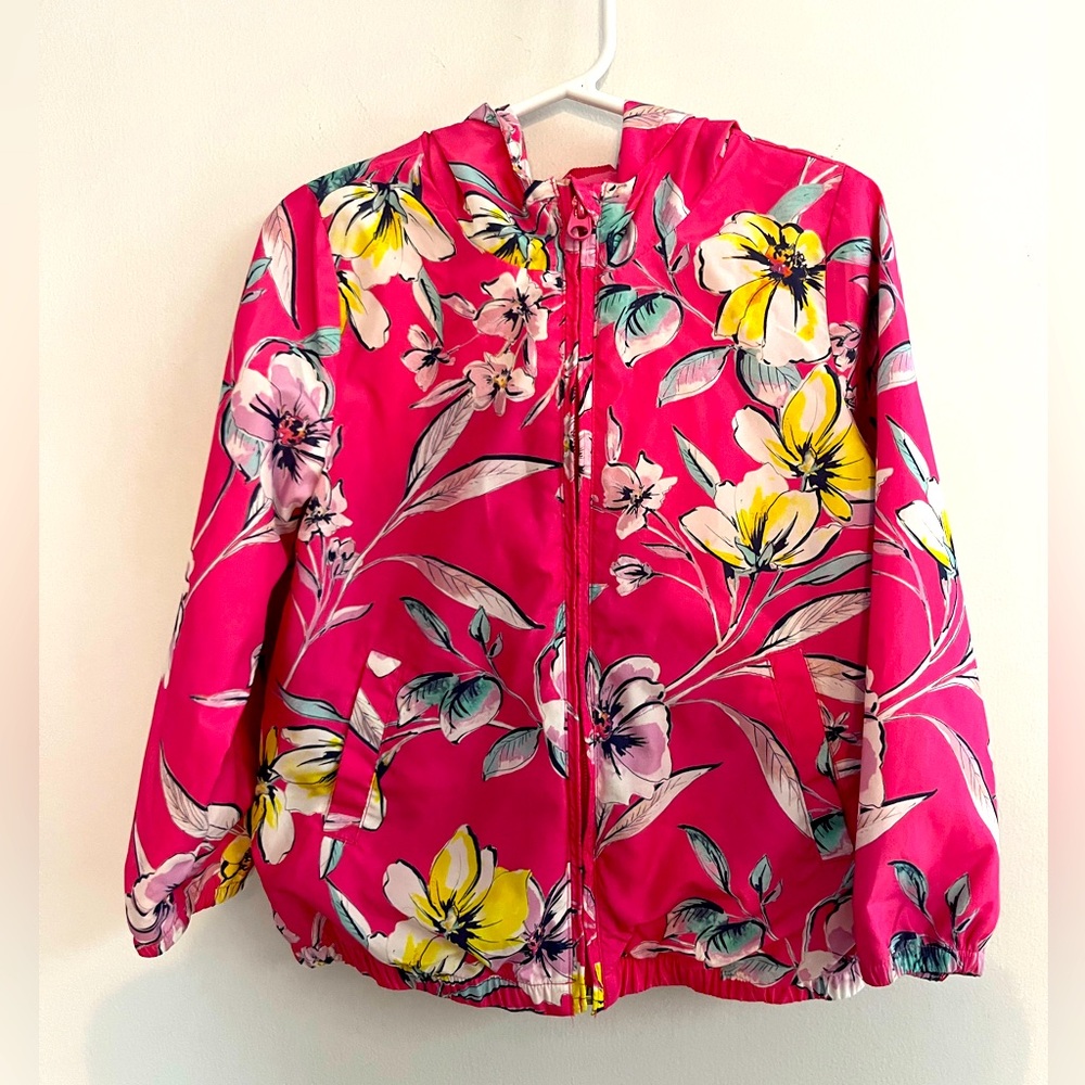 Baby Gap Floral Pink Kids Lined Rain Jacket size 5T